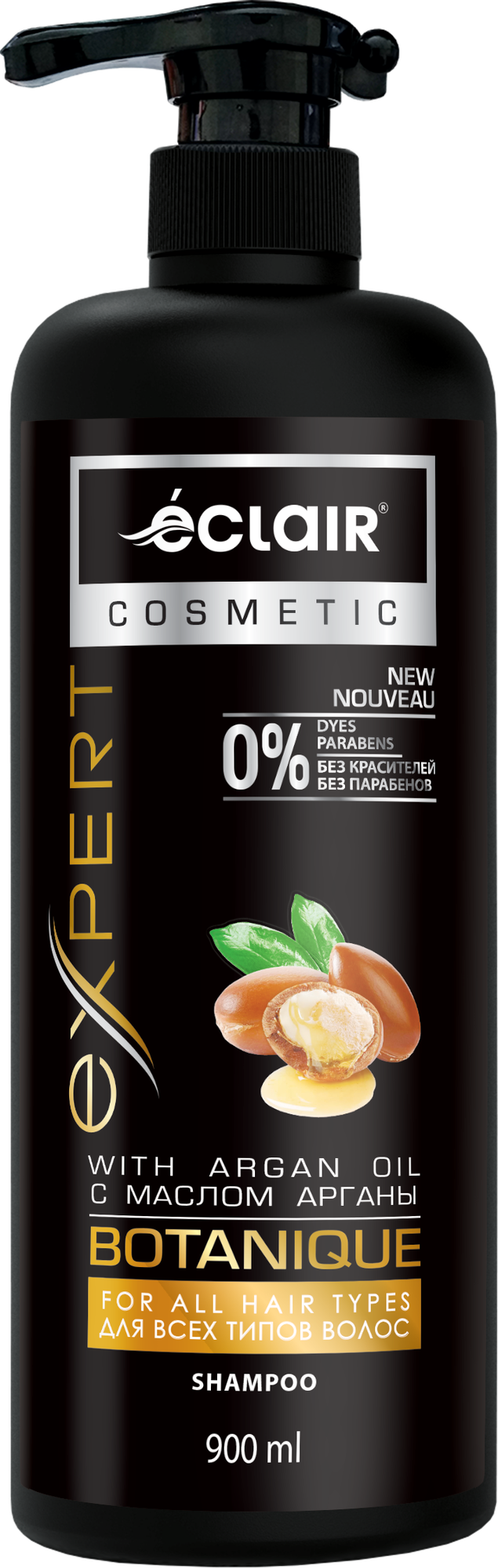 Шампунь Eclair Expert BOTANIQUE Infra, для всех типов, восстановление, аргановое масло, 900мл — фото 1