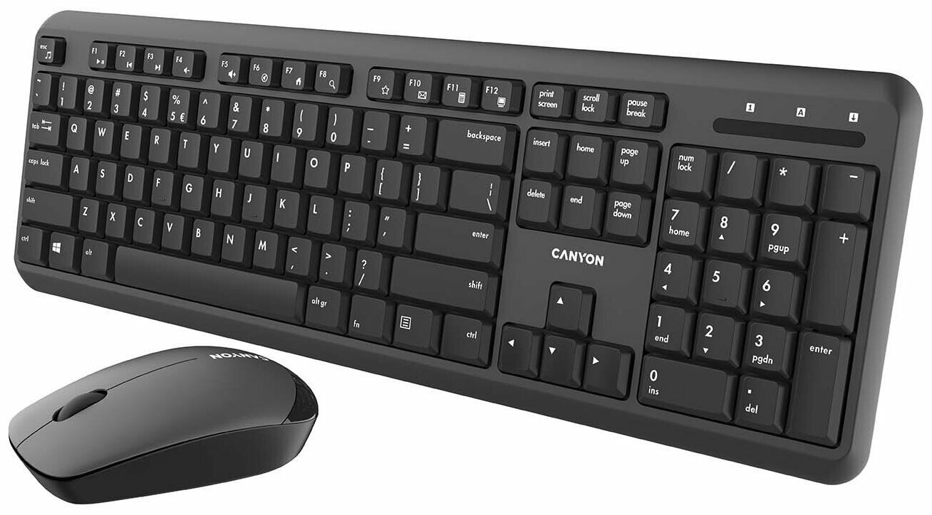 Комплект клавиатура + мышь Canyon CNS-HSETW02-RU, беспроводной, чёрный