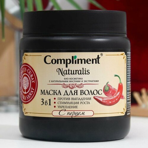 фото Маска для волос compliment naturalis 3в1 против выпадения, с перцем, 500 мл