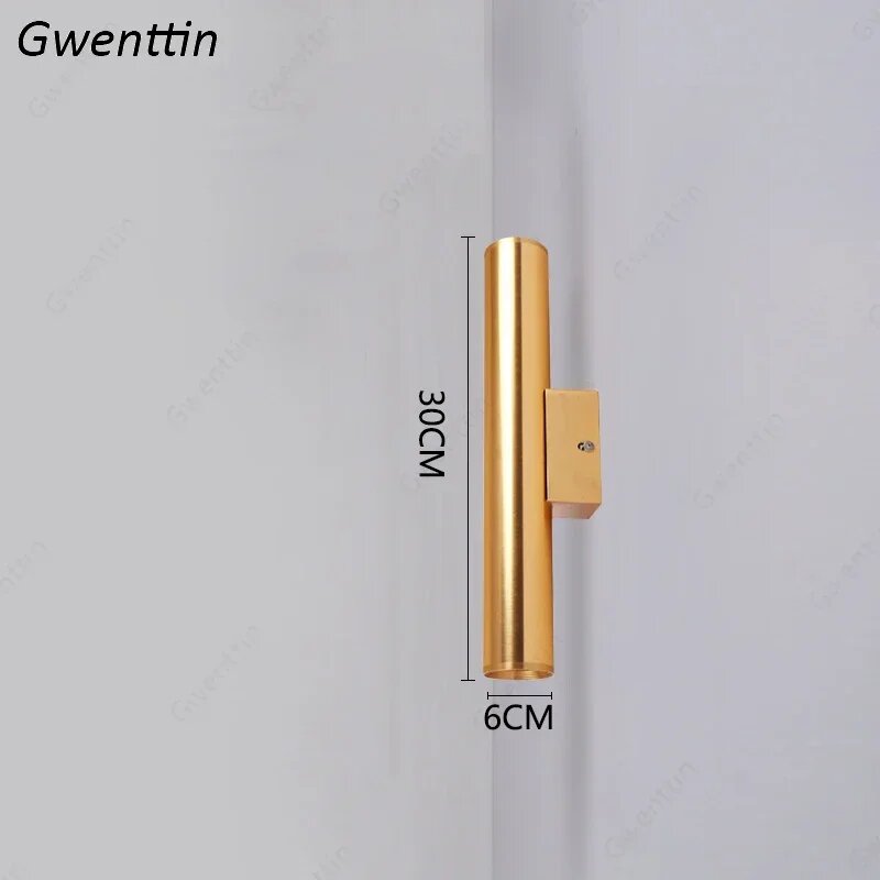Настенный светодиодный светильник Gwenttin золотого цвета Холодный белый(5500-7000K) Champagne 6x30cm 3W