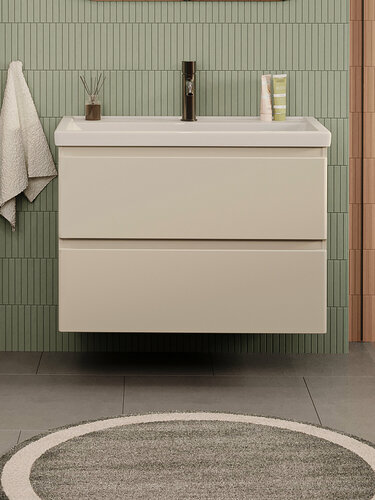 Изображение товара Тумба подвесная SanStar Riana 70 с раковиной Фостер 70 (комплект) для ванной комнаты, cappuccino