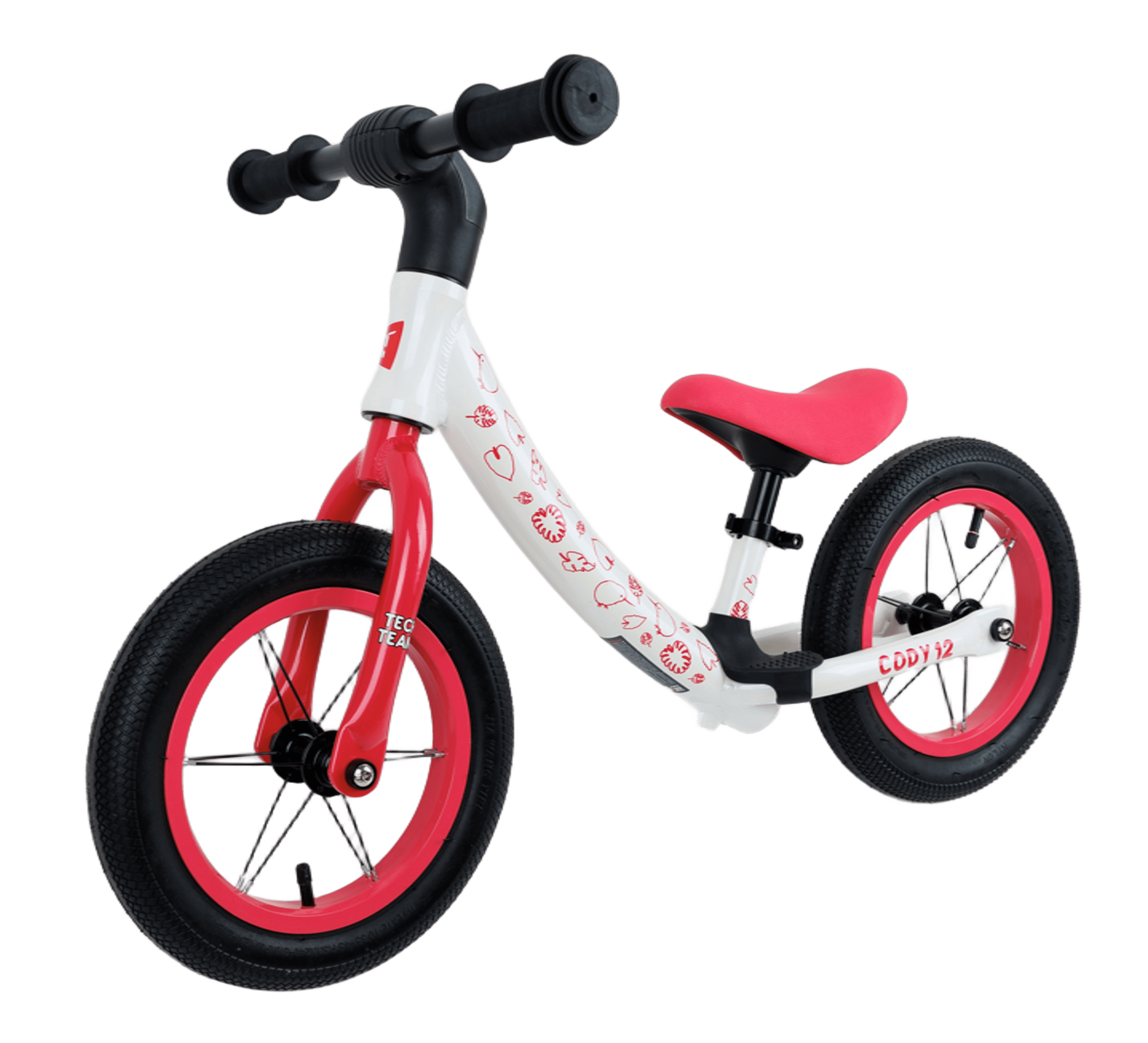 Беговел для детей Tech Team "Cody", от 70 до 120 см - White/Pink