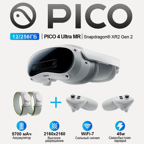 Изображение товара Очки виртуальной реальности PICO 4 Ultra+ Motion Tracker Combo,12/256ГБ, 90Гц, Wi-Fi 7