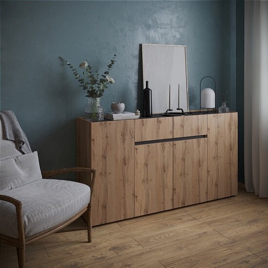 Комод Рвк мика 1604х870х384 дуб вотан/графит