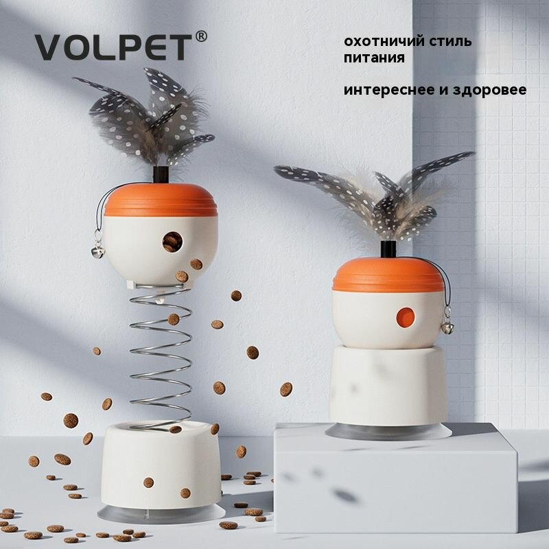 Умная игрушка-кормушка для кошек с присоской: шарик, вращающиеся диски, антистресс, медленное кормление (ABS)