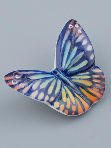 Изображение товара Фарфоровая скульптура Бабочка маленького размера, синяя, Императорский фарфоровый завод