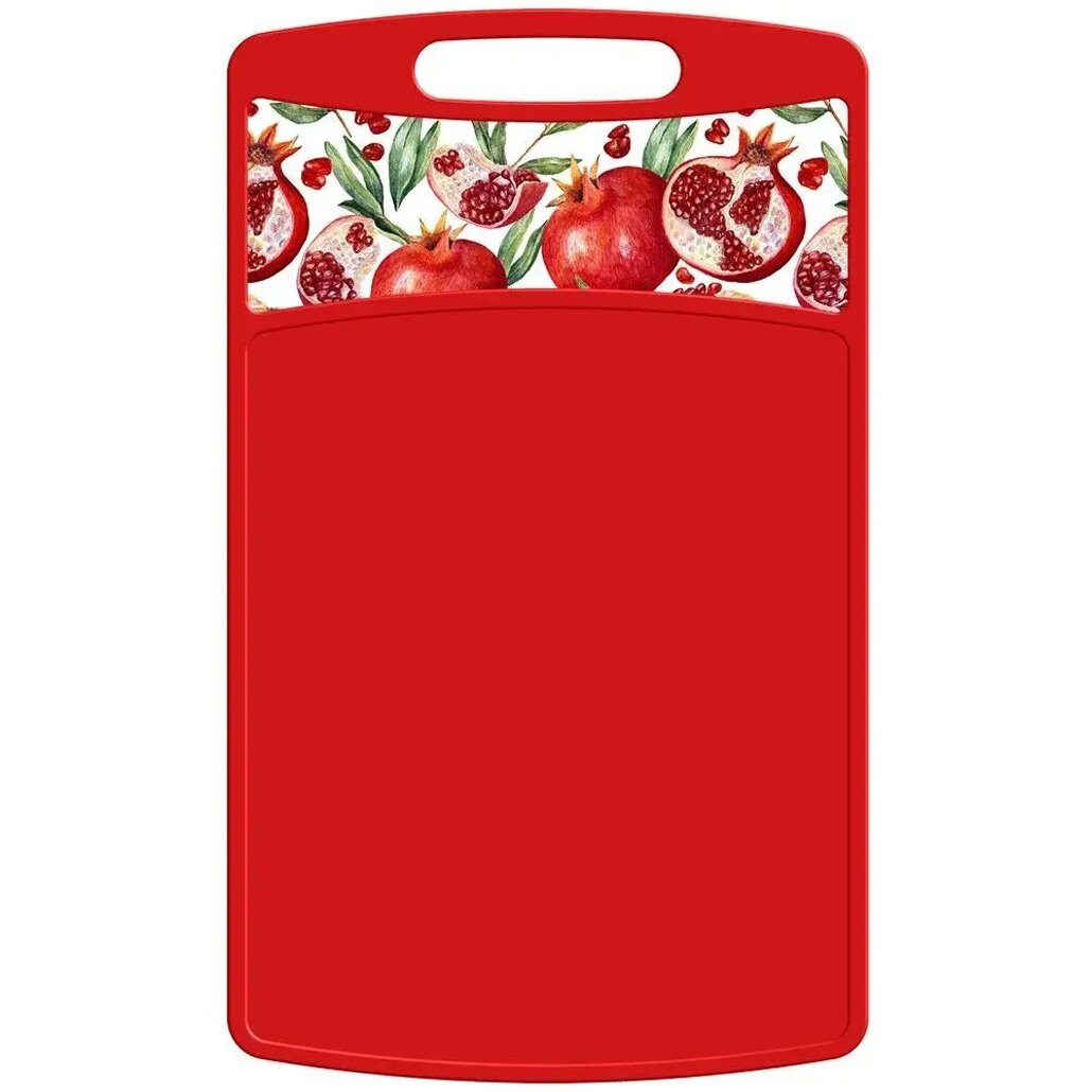 Разделочная доска Bergamo 335x220x4мм пластик красный с рисунком гранатов