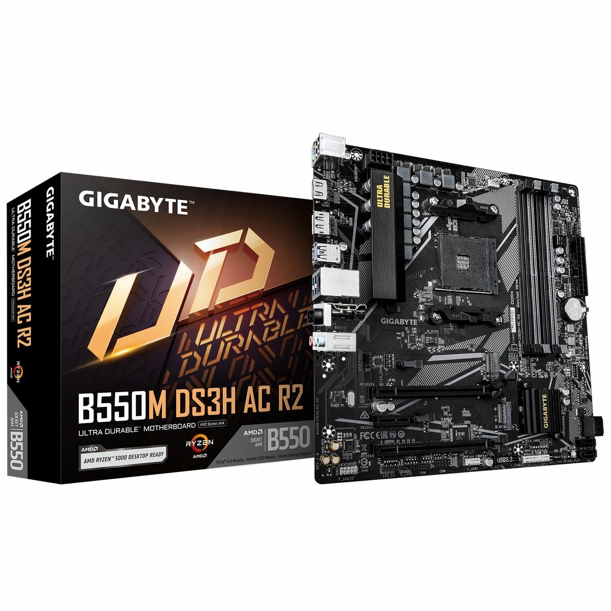 Материнская плата Gigabyte B550M DS3H AC R2, AM4, AMD B550, Micro-ATX, RTL (B550M DS3H AC R2)