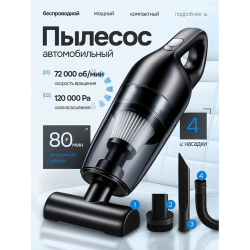 Пылесос для автомобиля беспроводной мощный Ручной портативный мини пылесос для салона машины и дома 120 вт 1622₽