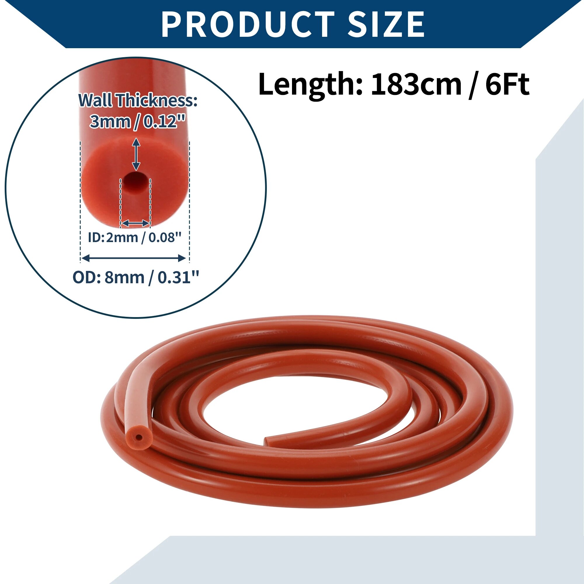 UXCELL 17 м 183 м длинный силиконовый шланг для вакуумного шланга 2/3/4/5/6/8/10/12 мм ID автомобильный вакуумный шланг фунтов на квадратный дюйм макс. давление 3 мм Толщина 2mm ID 1.83m