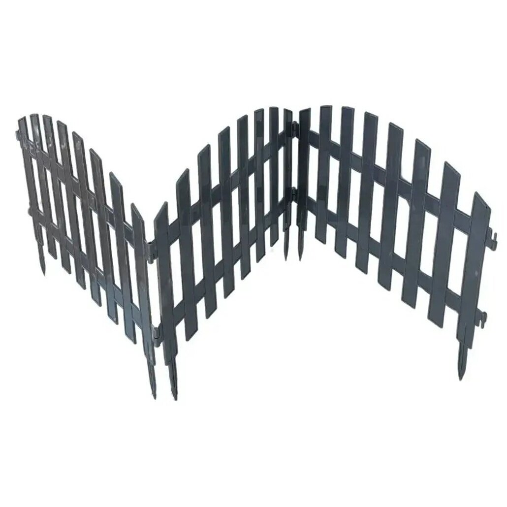 Забор декоративный садовый 3м пластик секции с острыми кончиками черный цвет