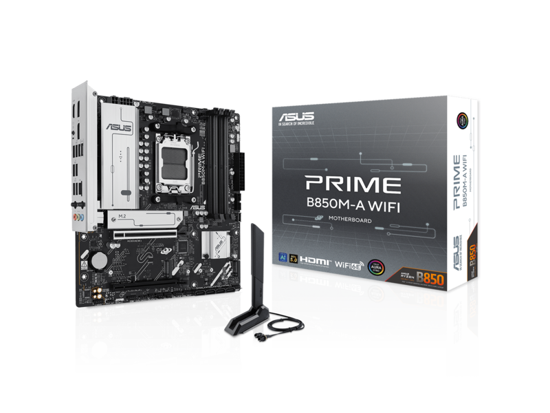 Материнская плата PRIME B850M-A WIFI AM5 mATX 4хDDR5 2xPCIEx16 3xM.2 2хDP HDMI 2.5GLAN Wi-Fi 6