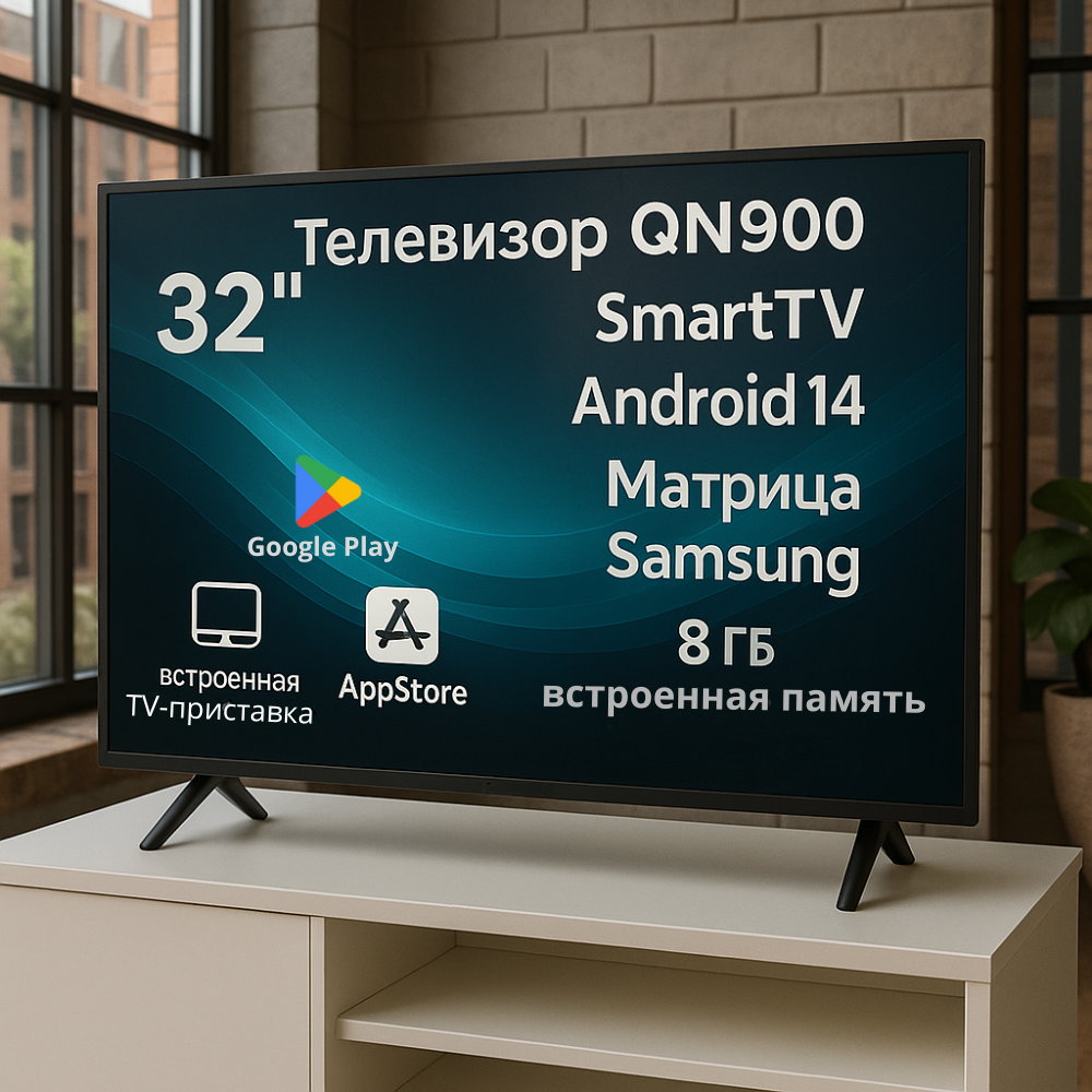 Телевизор 32″ Smart TV (Android 14), Full HD