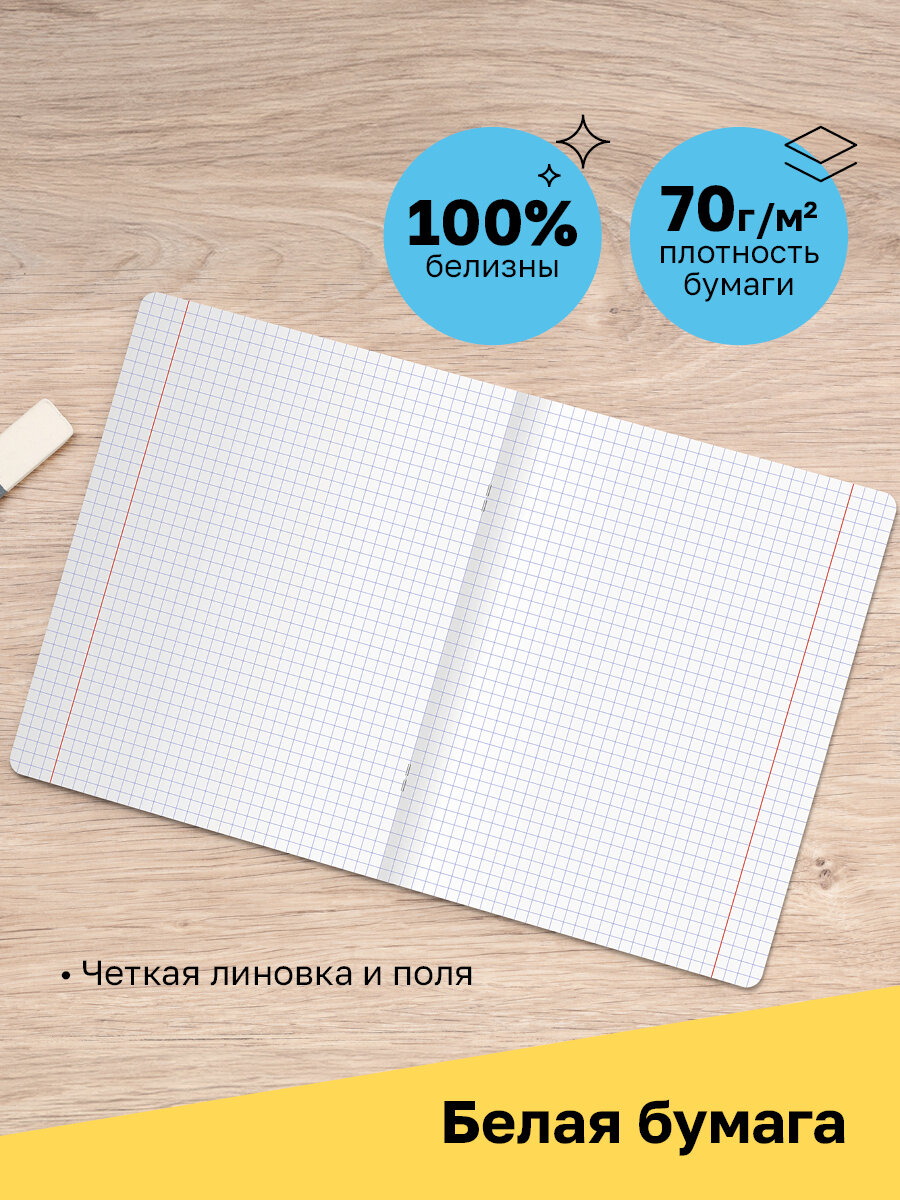 Тетради для школы в клетку 12 листов / Набор тетрадей 10 штук BG "Отличная" однотонные, тонкие, со справочным материалом — фото 1