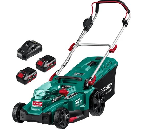 Бесщеточная газонокосилка ЗУБР 36 В 4 А*ч 2 АКБ и ЗУ ГКЛ-3736-42