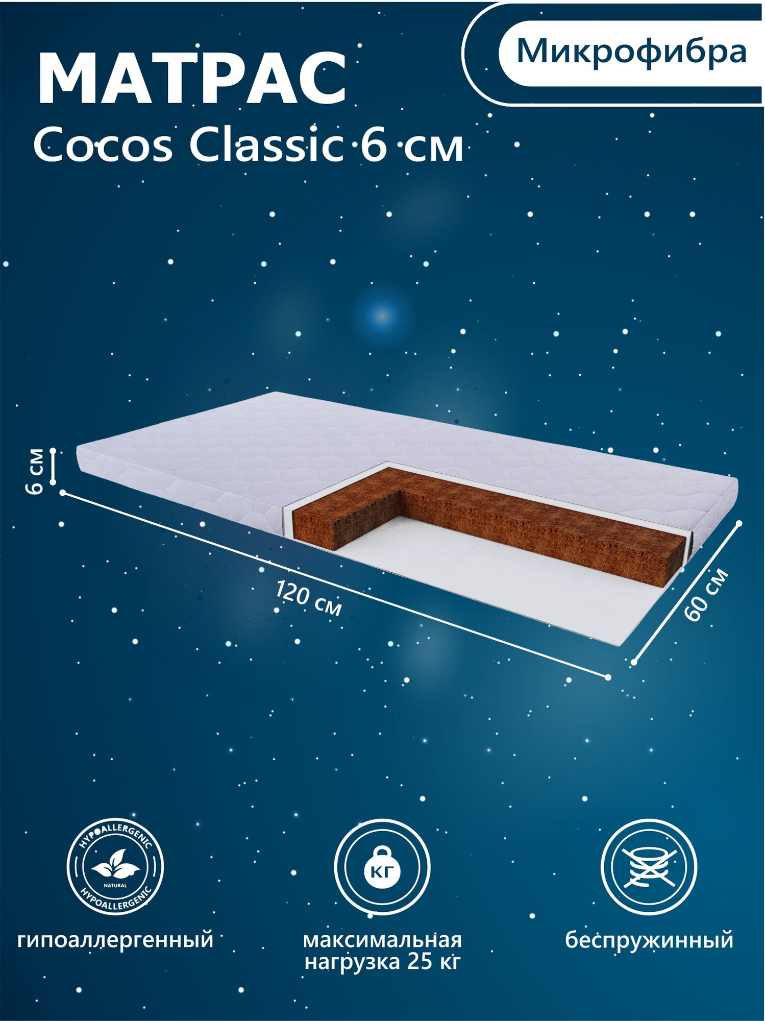 Матрас в кроватку Sweet Baby COCOS Classic р 119х59х6