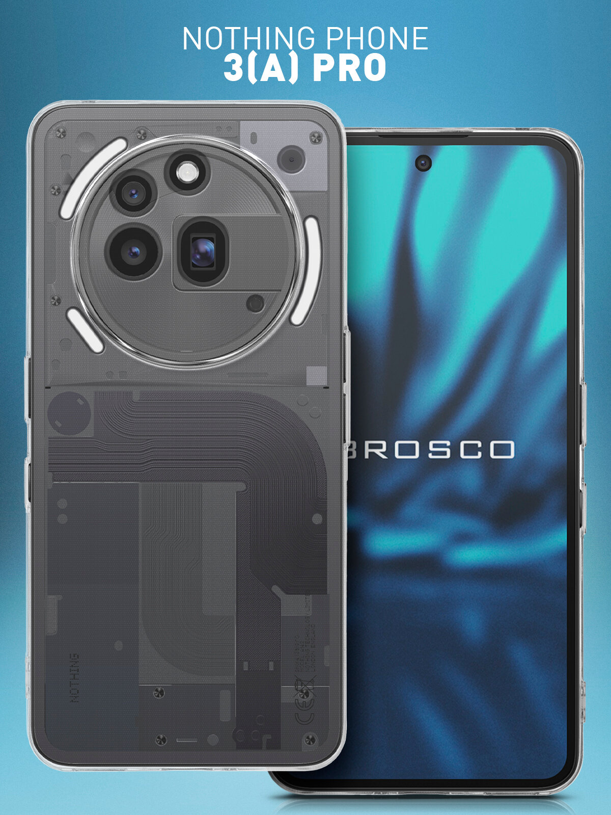 Силиконовый чехол Rosco на Nothing Phone (3a) Pro (Нафинг Фон 3а Про), с защитой камеры, прозрачный