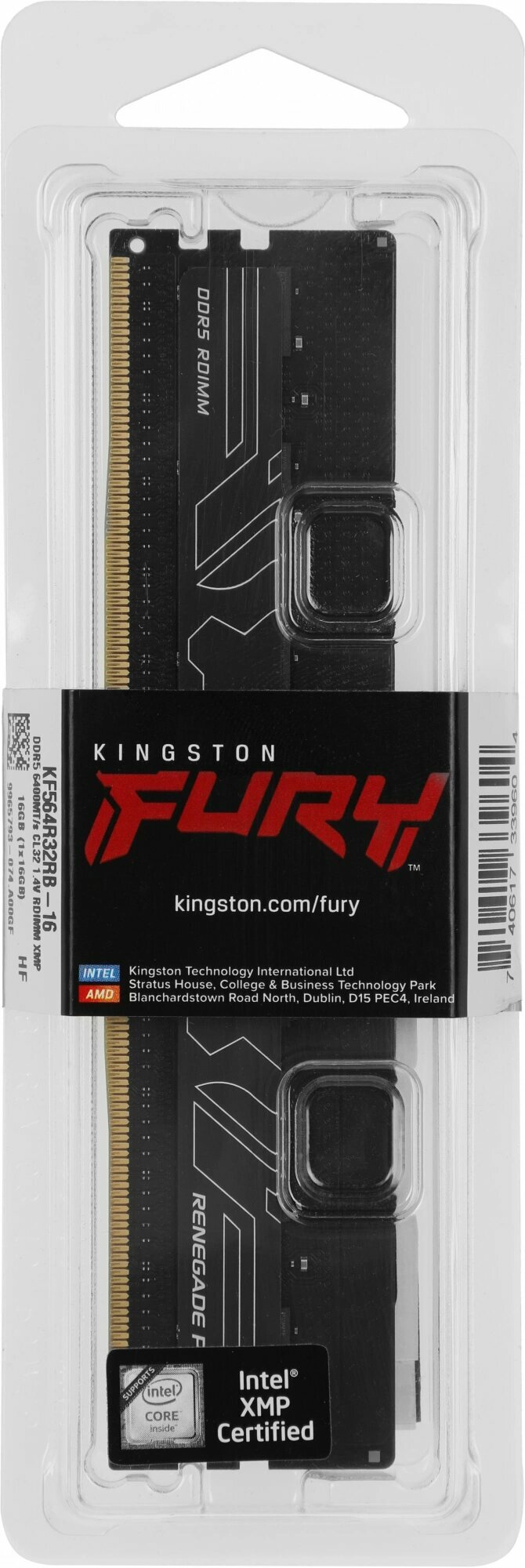 Память DDR5 16GB 6400MHz Kingston KF564R32RB-16 Fury Renegade Pro Black XMP RTL PC5-51200 CL32 DIMM