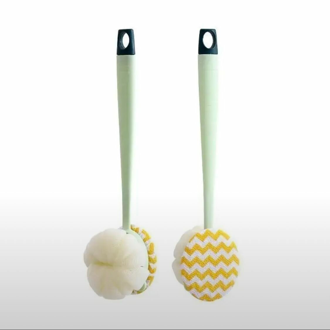 Мочалка для тела мочалка для умывания с длинной ручкой зеленая