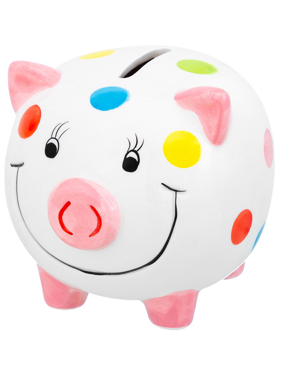 Копилка 11х10х9 7 см Elan Gallery Свинюшка белая в горошек розовый пятачок