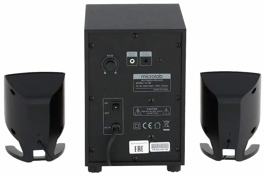 Беспроводная колонка Microlab M108BT, Bluetooth, 2.1, стерео, черная — фото 1