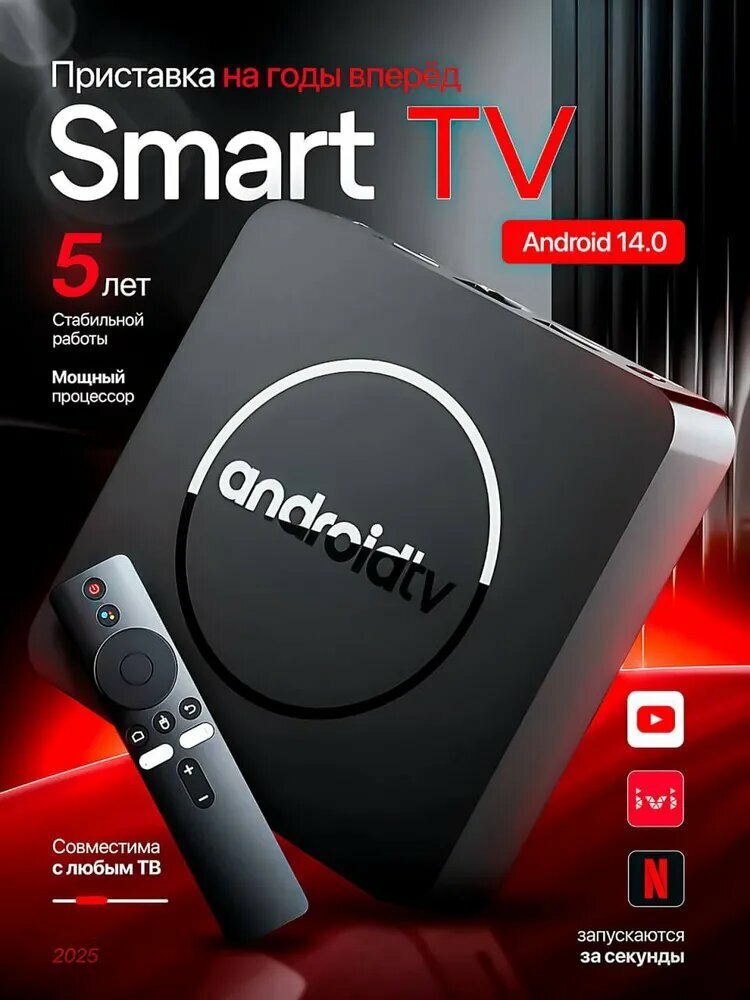Смарт приставка для телевизора приставка смарт ТВ wi fi/Андроид 14 8K Ultra РВ