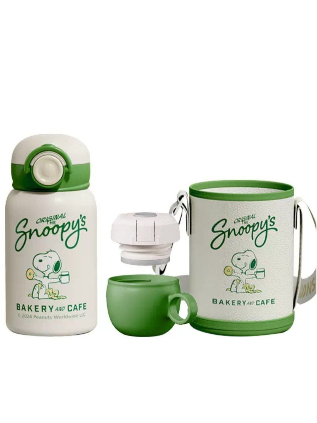 Термос Snoopy "Road Trip", сталь, с чехлом и крышкой, универсальный, 520мл