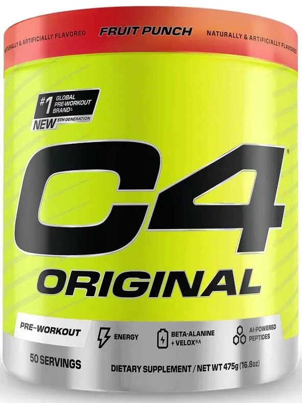 Предтренировочный комплекс Cellucor C4 Pre-Workout 390 г, фруктовый пунш, для силы, выносливости и пампинга мышц