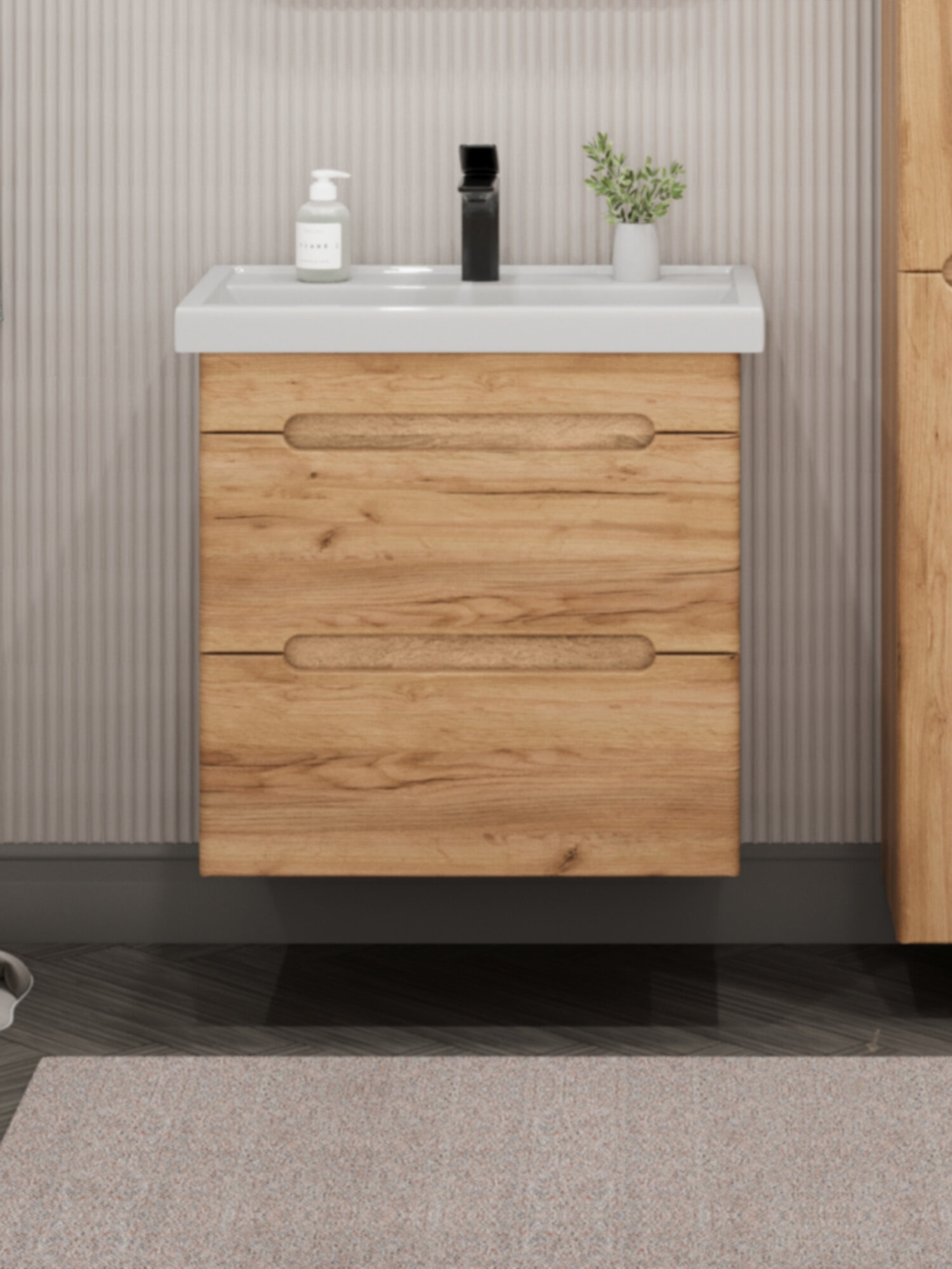 Тумба подвесная SanStar Diva 50 с раковиной Фостер 50 (комплект) для ванной комнаты Gold Craft