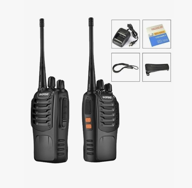 Рации детские Baofeng BF-888S, 2шт, дальность 5 км, аккумулятор 1500 Ма, до 14 частот