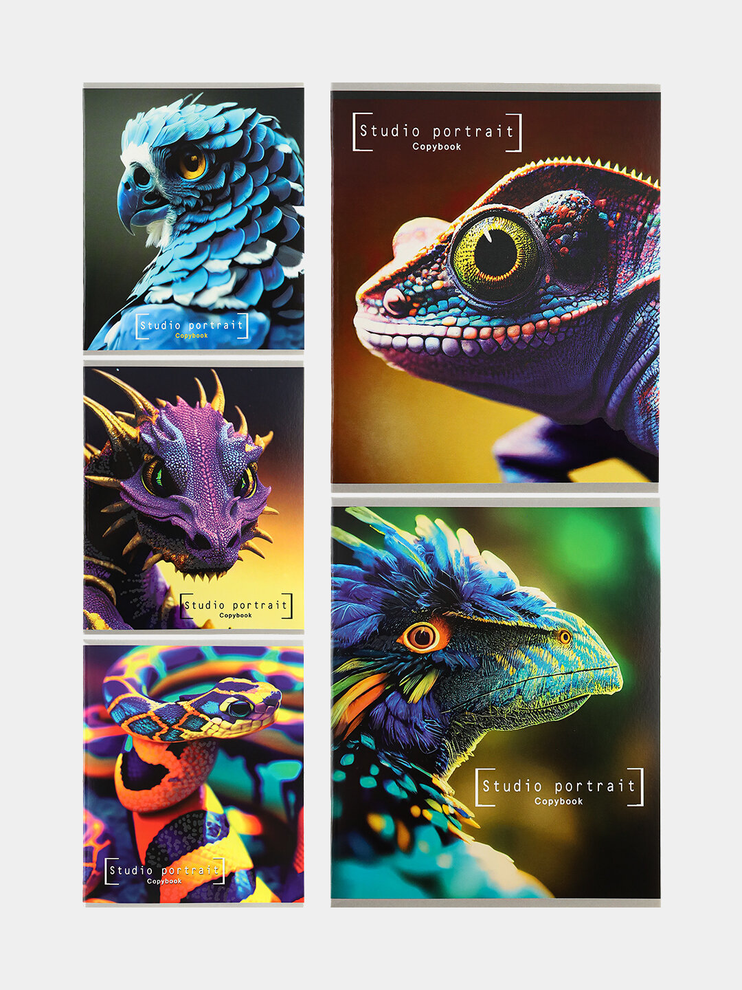 Тетрадь, А5, 48 л, клетка, Красочные животные, 5 шт