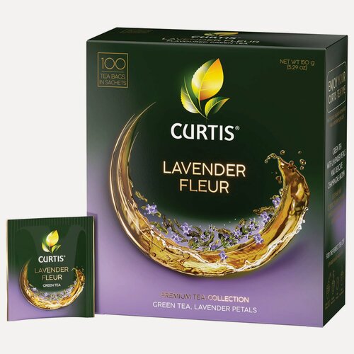 Изображение товара Чай CURTIS "Lavender Fleur" зеленый c лавандой, лепестками роз, 100 пакетиков в конвертах по 1,7 г
