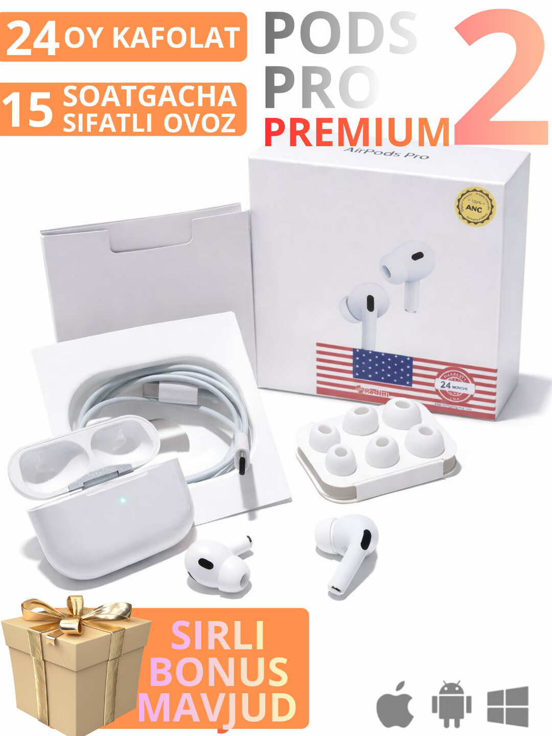 Беспроводные наушники AirPods Pro 2, сенсорные, подходят для iPhone и Android