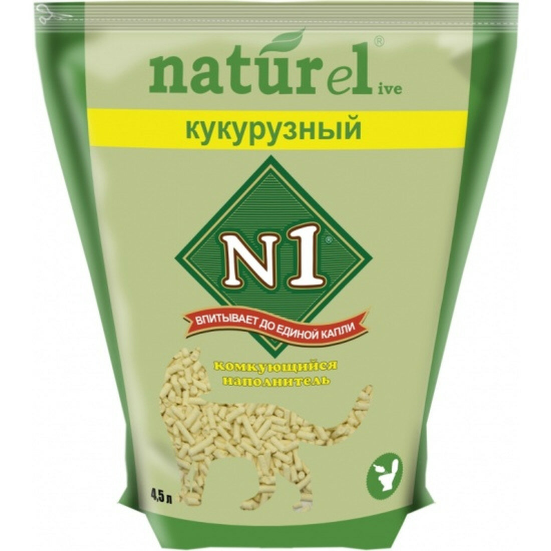 Наполнитель для кошачьих туалетов №1 Naturel кукурузный, комкующийся 4,5 л