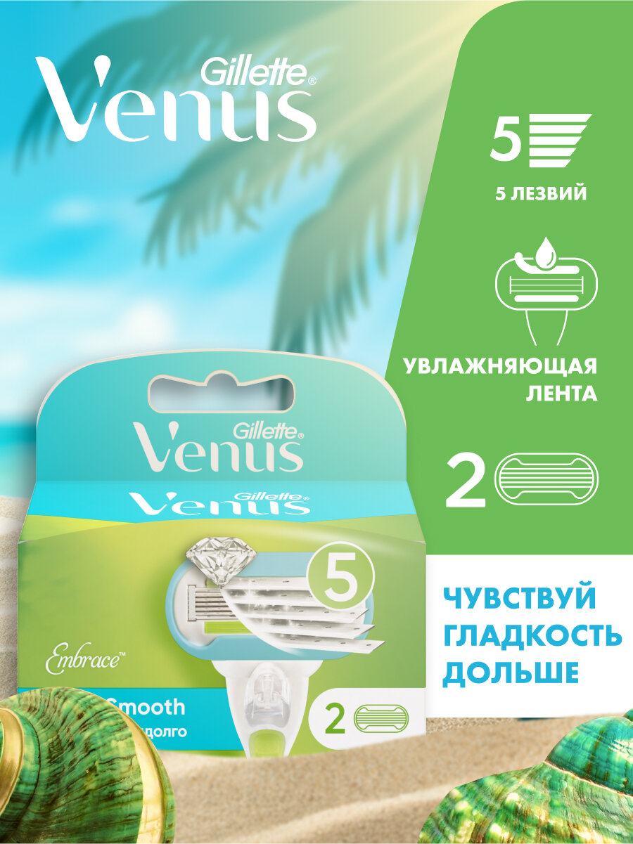 Сменные Кассеты Для Женской Бритвы Venus Extra Smooth, 5 лезвий, 2 шт.