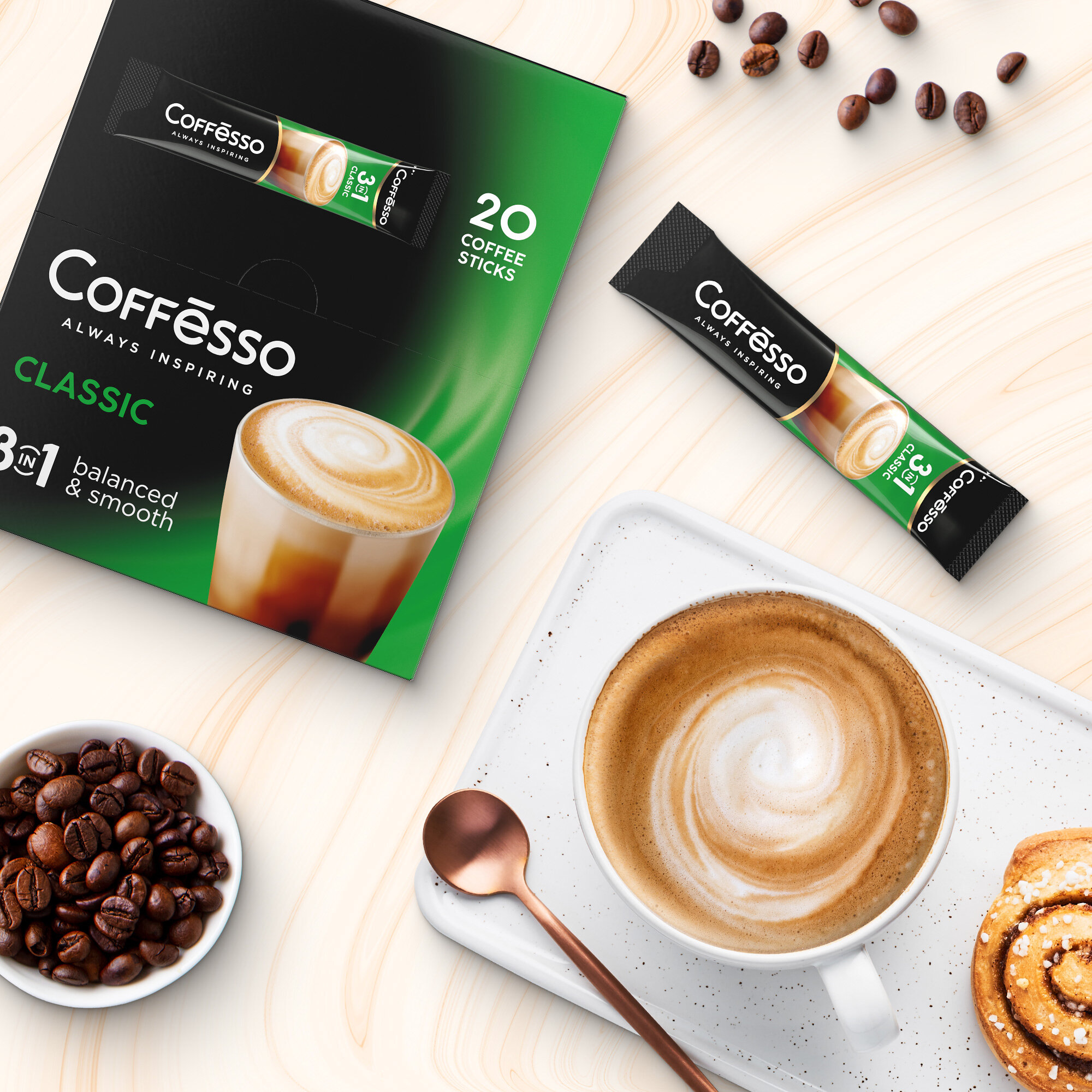 Кофейный напиток Coffesso Classic 3 в 1, в стиках, 20 шт — фото 1