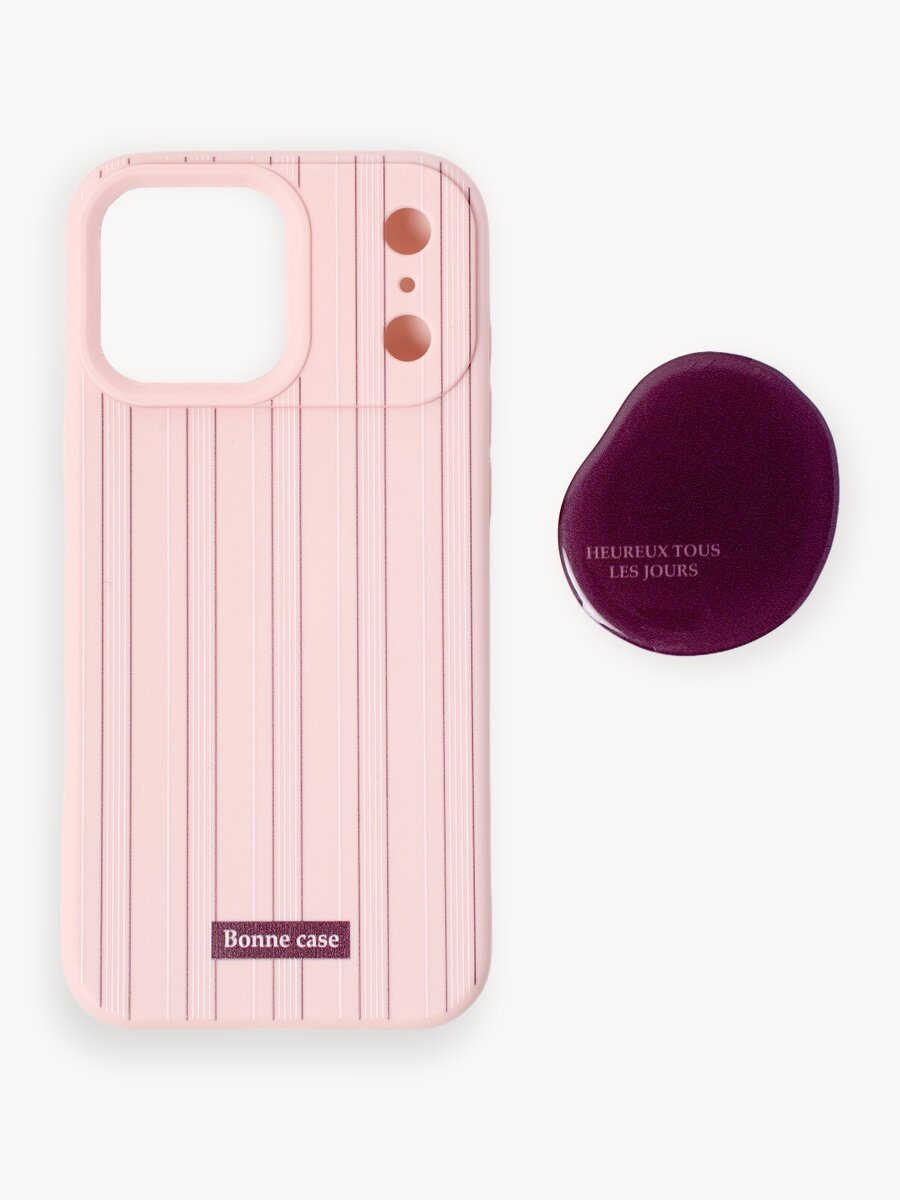 Чехол на Айфон 17 Про (iPhone 17 Pro) со съемной подставкой, розовый