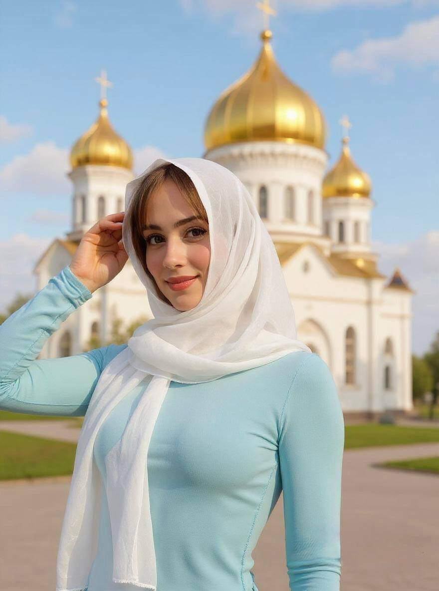 Бафф  платок женский, платок в храм, платок в церковь для девочек и женщин,150х50 см, белый — фото 1