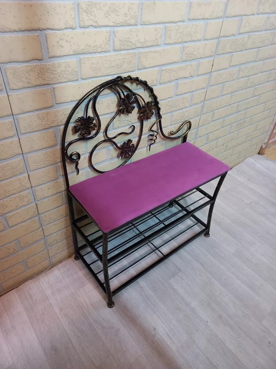 Кованая банкетка №16, Студия кованой мебели Нива, цвет розовый — фото 1