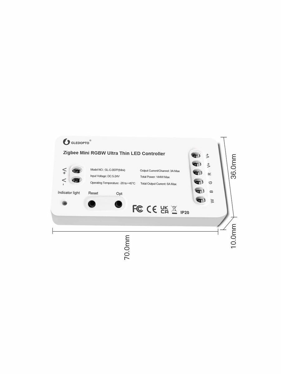 ZigBee диммер / контроллер для умного освещения 5-24V Gledopto (mini) RGBW — фото 1