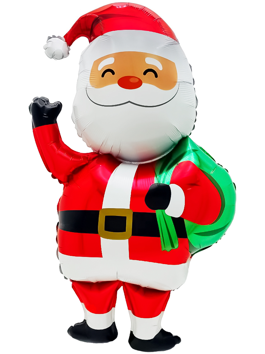 Воздушный фольгированный шар с гелием на новый год дед мороз с приветом 1шт 102 см