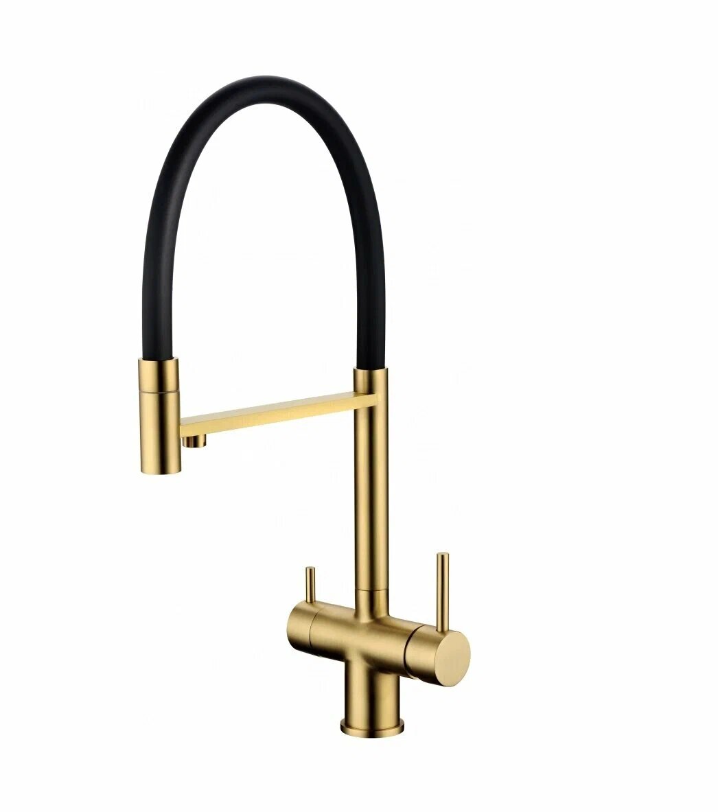 Смеситель для кухни Grocenberg GB4099 с гибким изливом Матовый золото