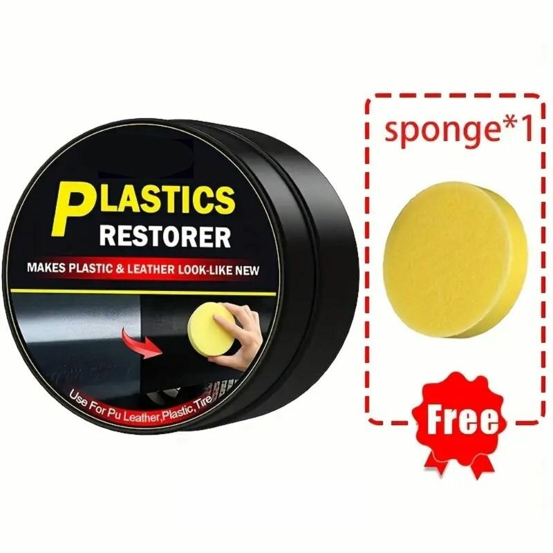 Воск для восстановления пластика с губкой высокоэффективный полироль для салона автомобиля простая установка - 30g