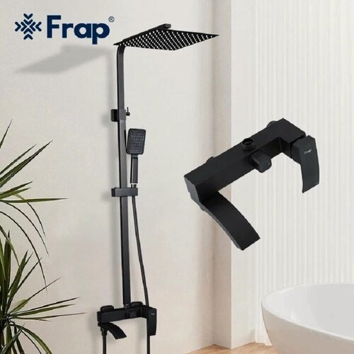 Изображение товара Душевая стойка Frap, F24803-16, нержавеющая сталь, черный, тропический душ
