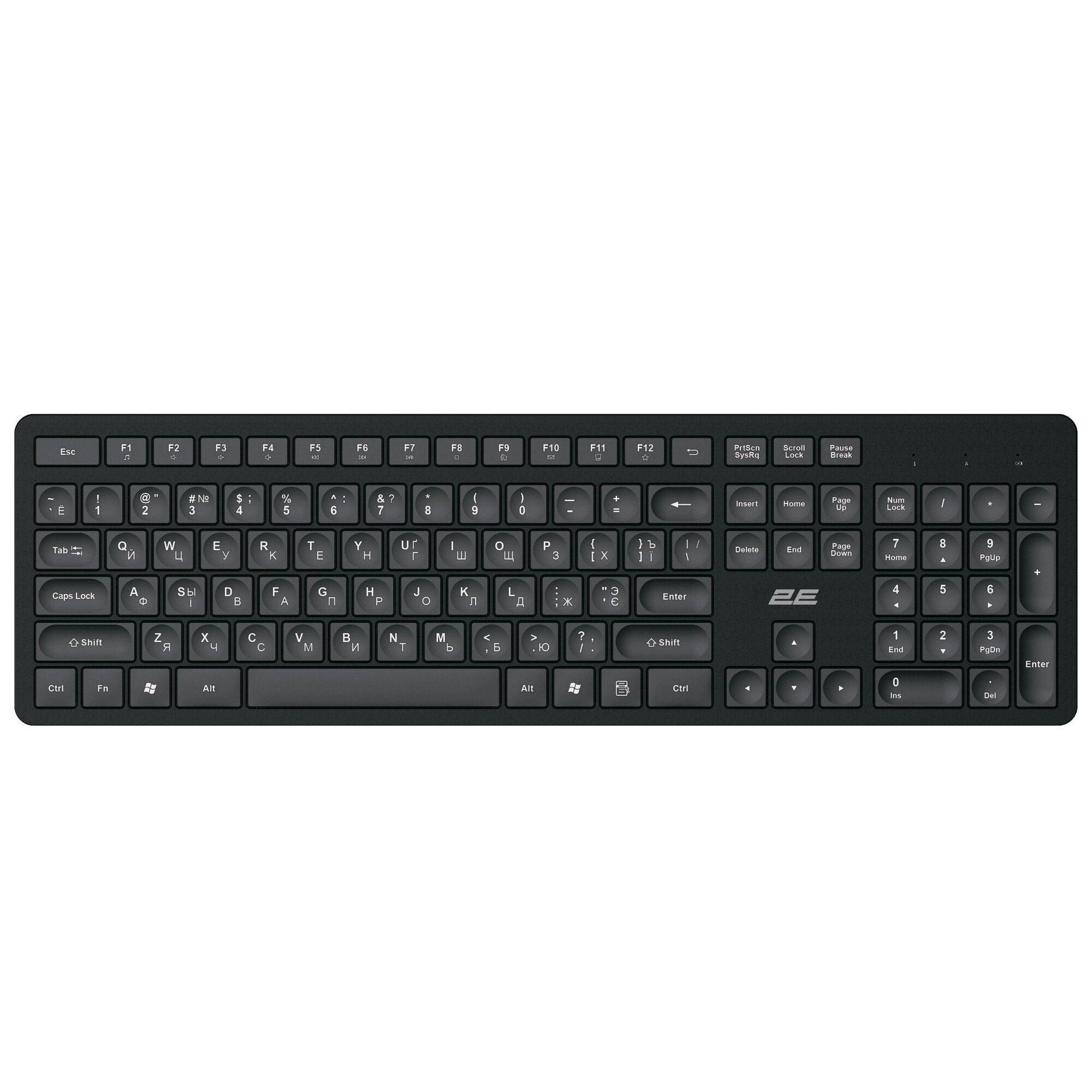 Клавиатура от бренда Keyboard 2E KS260 WL BT Black EN/UA, беспроводная клавиатура