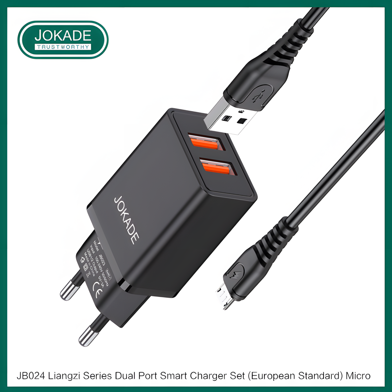 Сетевое зарядное устройство KAKUSIGA JB024 V8, Micro-USB, черный, 10 Вт