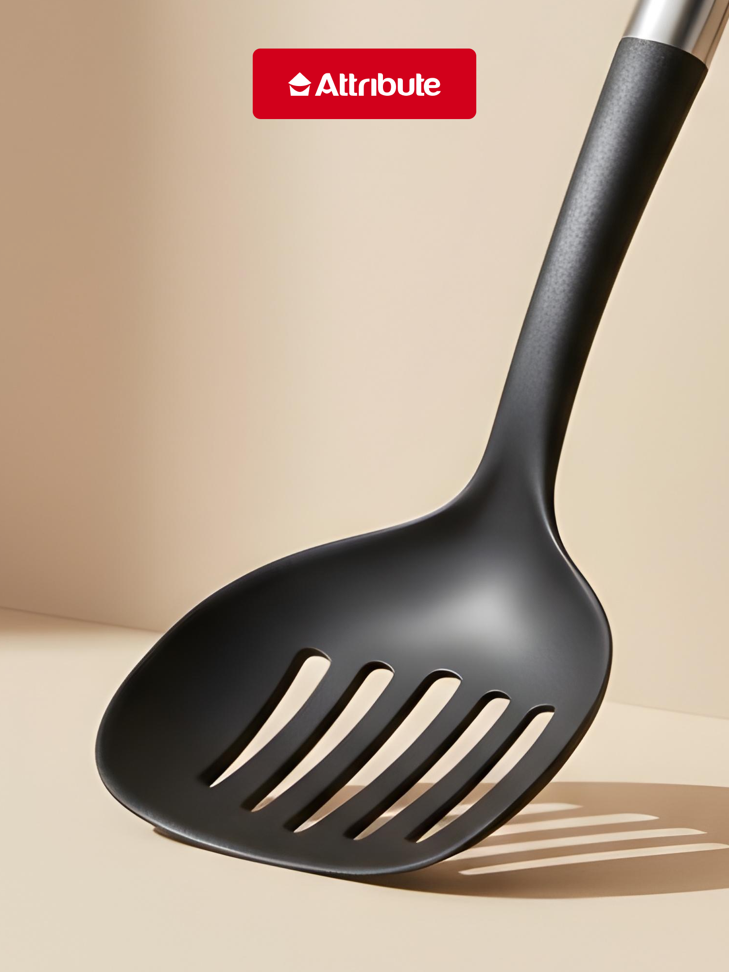 Шумовка ATTRIBUTE LEROY, нейлон, нержавеющая сталь, 34см, для антипригарных покрытий — фото 1