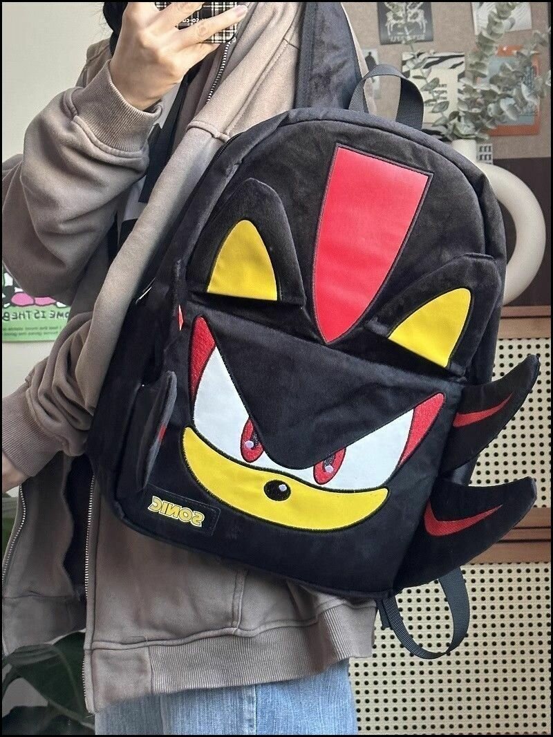 Стильный школьный ранец Шедоу Соник для мальчиков черный спортивный рюкзак Sonic эксклюзивный молодежный аксессуар