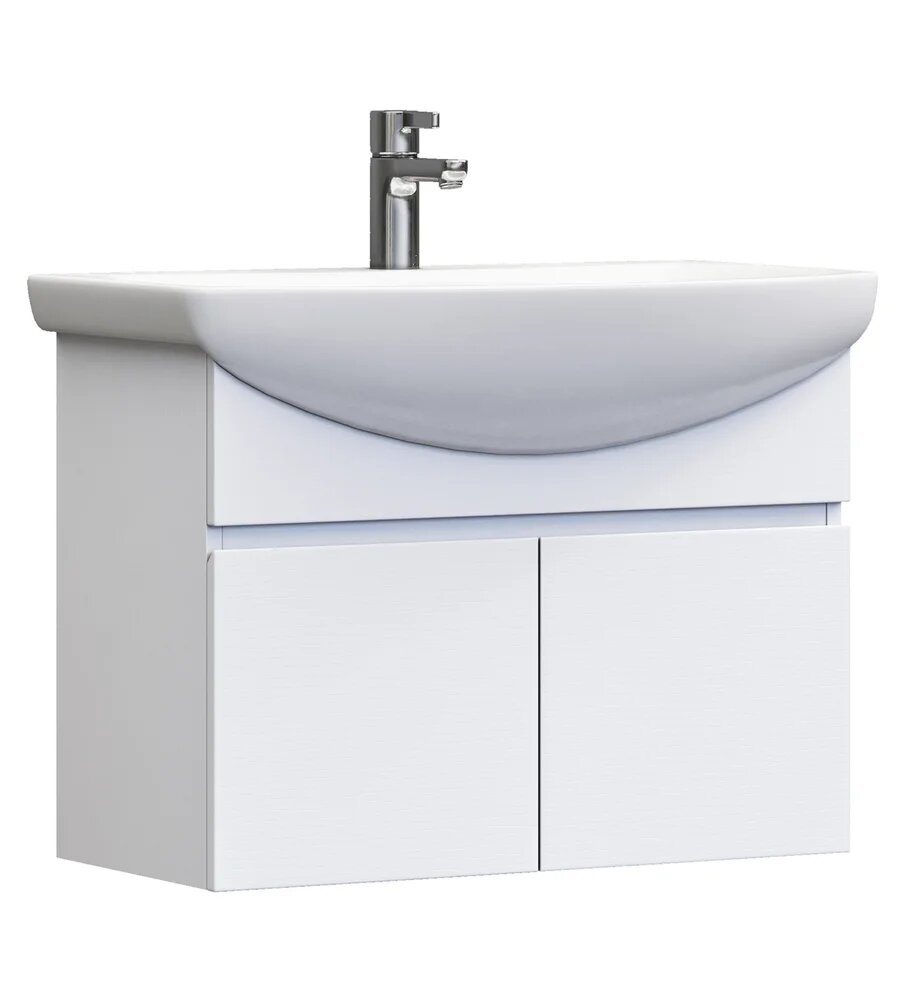 Тумба с раковиной Vigo Wing 70 подвесная 71 5 см белая полукруглая в современном стиле из фарфора