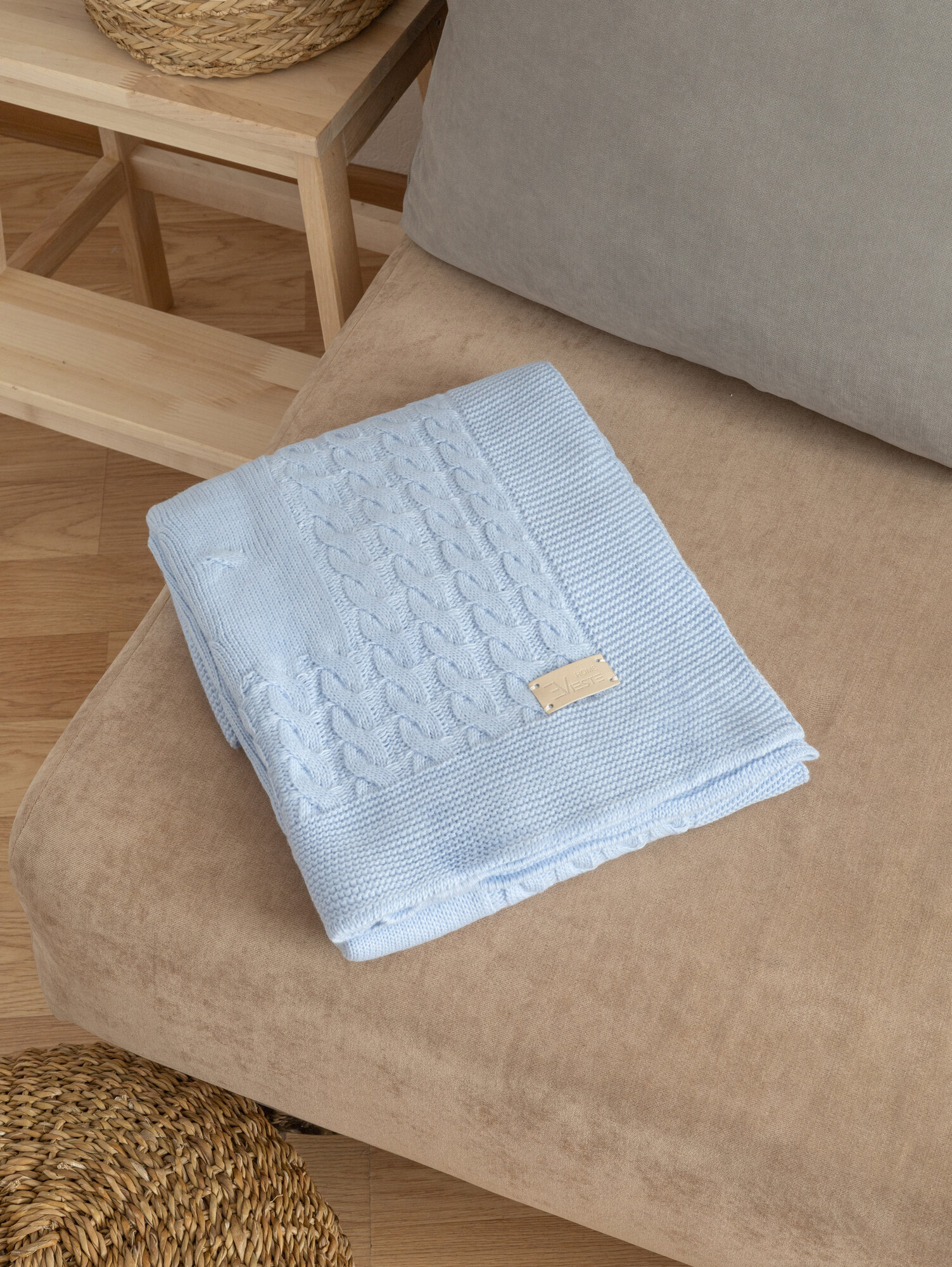 Vieste home Плед 110*130 Косы, wolle Голубой — фото 1